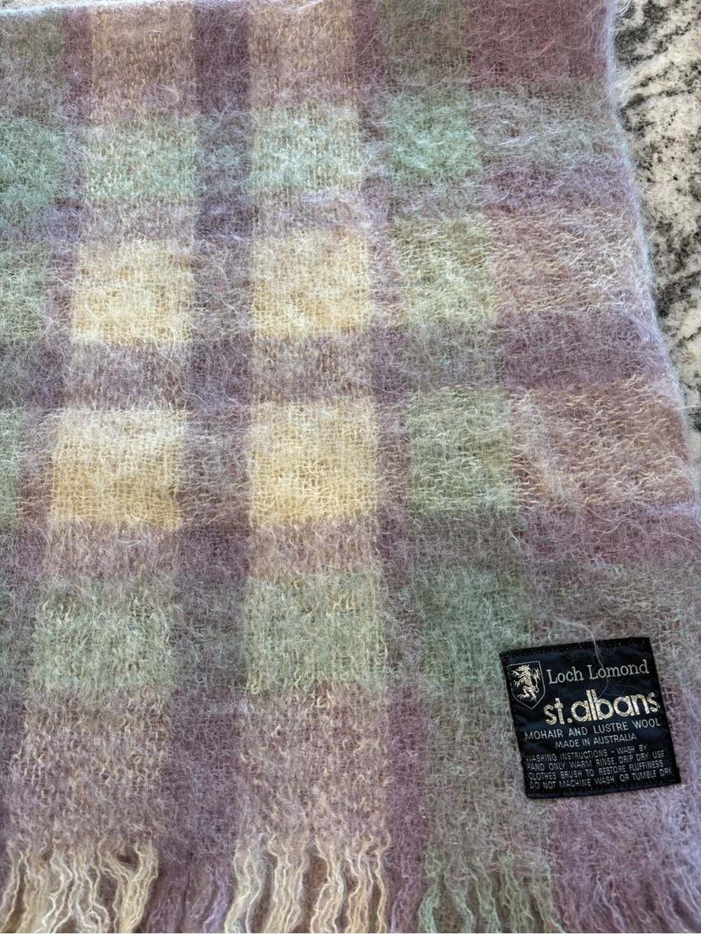Loch Lomond St. Albans Mohair & Lustre Wool Pastel Purple Small Throw 38 x 39